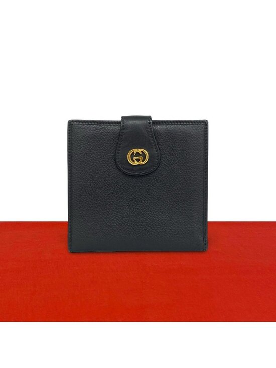 Gucci Handbags - Gucci Vintage GG Logo Leather Bifold Wallet Mini Card Case Black